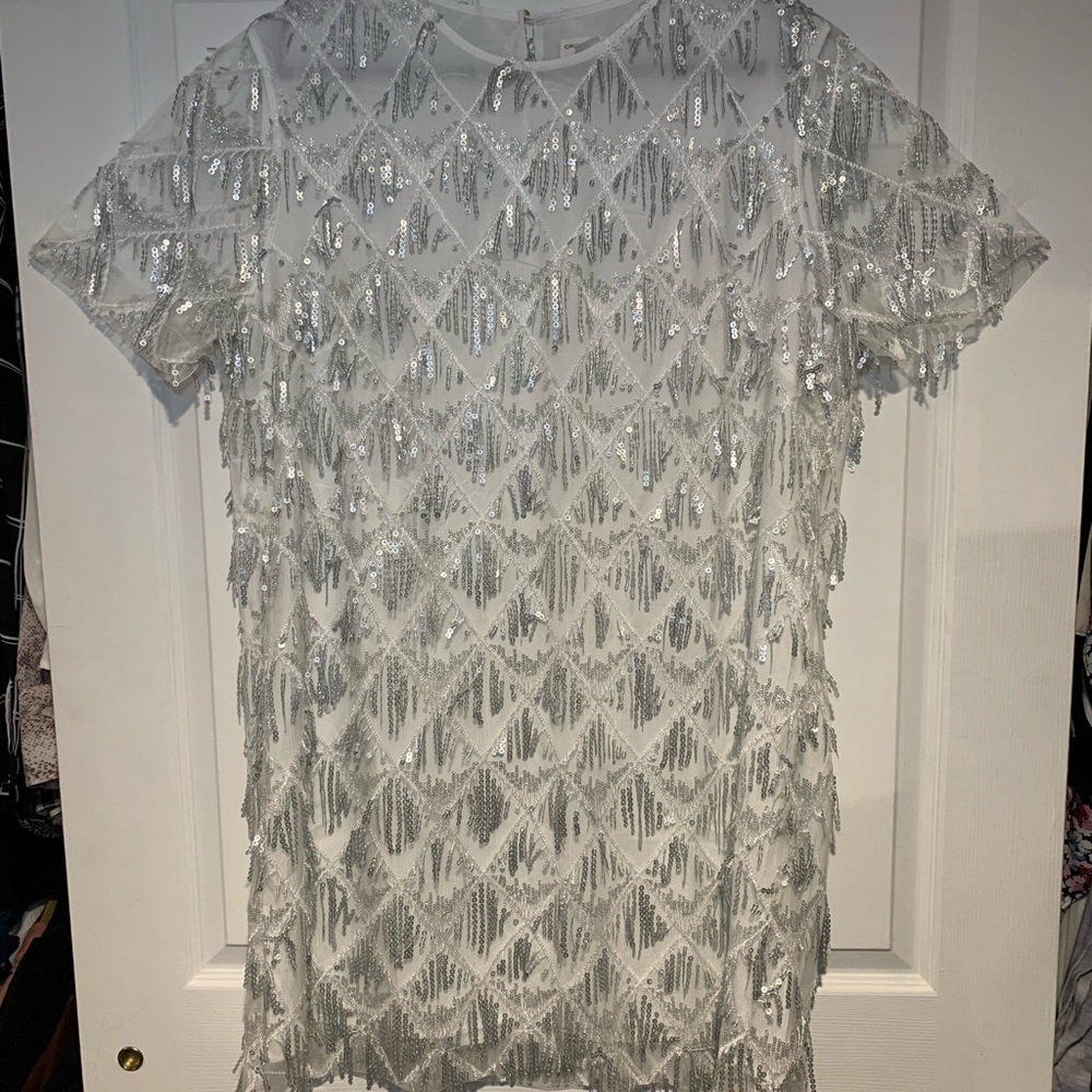 White sequined swing dress